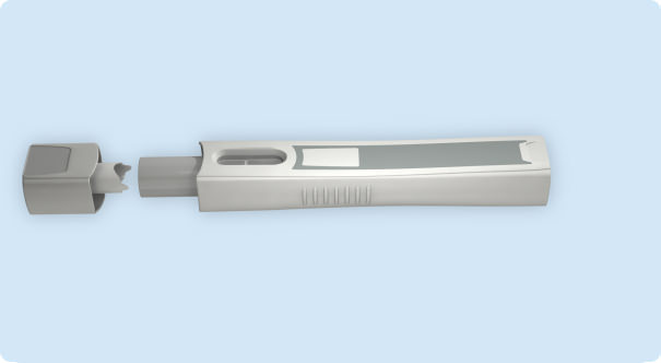 uncapped injection pen, angle 5