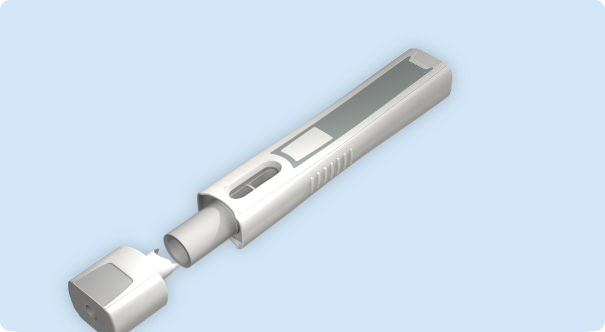uncapped injection pen, angle 6